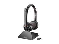 Poly Savi 8220 - Savi 8200 series - headset - på øret - DECT / Bluetooth - trådløs - USB-A via Bluetooth adapter - sort - UC-certificeret, Certified for Microsoft Teams 8D3F5AA#ABB