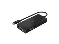 Belkin - Video adapter - USB-C han til HD-15 (VGA), DVI-I, HDMI, DisplayPort hun - sort - 4K support AVC003BTBK