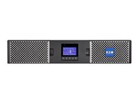 Eaton 9PX 3000i RT2U - UPS (stativ-monterbar / ekstern) - AC 200/208/220/230/240 V - 3000 Watt - 3000 VA - 1-faset - RS-232, USB - output-stikforbindelser: 10 - PFC - 2U - 19" - sort/sølv 9PX3000IRT2U-L