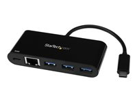 StarTech.com USB C to Ethernet Adapter - 3 Port - with Power Delivery (USB PD) - Power Pass Through Charging - USB C Adapter (US1GC303APD) - Netværksadapter - USB-C - Gigabit Ethernet - sort US1GC303APD