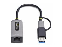StarTech.com 2.5GbE USB-C to Ethernet Adapter with USB-A Converter - Netværksadapter - USB-C 3.2 Gen 1 / Thunderbolt 3 - 10M/100M/1G/2,5 Gigabit Ethernet - space grey U2GA-USB-C-ETHERNET