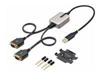 StarTech.com 2ft (60cm) 2-Port USB to Serial Adapter Cable, Interchangeable DB9 Screws/Nuts, COM Retention, USB-A to DB9 RS232, FTDI, Level-4 ESD Protection, Windows/macOS/ChromeOS/Linux - Rugged TPE Construction (2P1FFC-USB-SERIAL) - USB / serielkabel - USB (han) til DB-9 (han) - 60 cm - sort 2P1FFC-USB-SERIAL