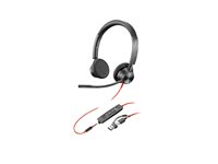 Poly Blackwire 3325 - Blackwire 3300 series - headset - på øret - kablet - 3,5 mm jackstik, USB-C - sort - UC-certificeret 8X221AA