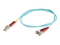 C2G LC-ST 10Gb 50/125 OM3 Duplex Multimode PVC Fiber Optic Cable (LSZH) - Netværkskabel - ST multimodus (han) til LC multimodus (han) - 2 m. - fiberoptik - duplex - 50 / 125 my - OM3 - halogenfri - akvamarin 85541