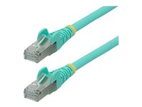 StarTech.com 5m CAT6a Ethernet Cable - Aqua - Low Smoke Zero Halogen (LSZH) - 10GbE 500MHz 100W PoE++ Snagless RJ-45 w/Strain Reliefs S/FTP Network Patch Cord - Patchkabel - RJ-45 (han) til RJ-45 (han) - 5 m - S/FTP - CAT 6a - IEEE 802.3bt - knastfri, strenget, formet, halogenfri - akvamarin NLAQ-5M-CAT6A-PATCH