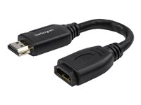 StarTech.com 6in High Speed HDMI Port Saver Cable with 4K 60Hz - Short HDMI 2.0 Male to Female Adapter Cable - Port Extender (HD2MF6INL) - HDMI-forlængerkabel - HDMI han lige til HDMI hun lige - 15.2 cm - dobbelt afskærmet - sort - 4K support HD2MF6INL