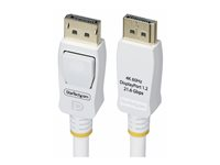 StarTech.com 6ft White VESA Certified DisplayPort 1.2 Cable with Latches - DisplayPort kabel - DisplayPort (han) haspet til DisplayPort (han) haspet - DisplayPort 1.2 - 1.8 m - halogenfri, passivt, 4K60 Hz support, 1080p support 240 Hz, 2K144 Hz support - hvid DP12-CABLE-6FTW