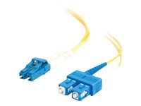 C2G LC-SC 9/125 OS1 Duplex Singlemode PVC Fiber Optic Cable (LSZH) - Patchkabel - SC enkelttilstand (han) til LC enkelttilstand (han) - 2 m - 2 m. - fiberoptik - duplex - 9 / 125 micron - OS1 - halogenfri - gul 85587