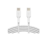 Belkin BoostCharge - USB-kabel - USB-C (han) til USB-C (han) - USB 2.0 - 3 A - 2 m - USB Power Delivery (60W), flettet kabel - hvid CAB004BT2MWH