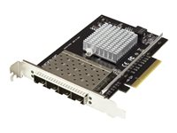 StarTech.com Quad Port 10G SFP+ Network Card, Intel XL710 Open SFP+ Converged Adapter, PCIe 10 Gigabit Ethernet Server NIC, 10GbE Fiber Optic LAN Card Dell PowerEdge HPE ProLiant, NIC Card - 10Gb SFP+ NIC Card (PEX10GSFP4I) - Netværksadapter - PCIe x8 - 10 Gigabit SFP+ x 4 - sort PEX10GSFP4I