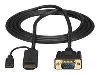 StarTech.com HDMI to VGA Cable - 3 ft / 1m - 1080p - 1920 x 1200 - Active HDMI Cable - Monitor Cable - Computer Cable (HD2VGAMM3) - Adapterkabel - HDMI, Micro-USB Type B (kun strøm) til HD-15 (VGA) han - 1 m - sort - aktiv, 1920 x 1200 (WUXGA) support HD2VGAMM3