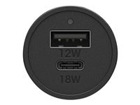 OtterBox Premium - Bilstrømsadapter - PD 3.0, USB BC 1.2 - 2 output-stikforbindelser (USB, 24 pin USB-C) - sort flimmer 78-52545