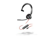 Poly Blackwire 3310 - Blackwire 3300 series - headset - på øret - kablet - USB-C - sort - UC-certificeret 8X215AA