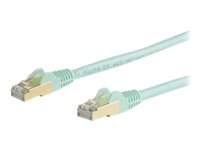 StarTech.com 7m CAT6A Ethernet Cable, 10 Gigabit Shielded Snagless RJ45 100W PoE Patch Cord, CAT 6A 10GbE STP Network Cable w/Strain Relief, Aqua, Fluke Tested/UL Certified Wiring/TIA - Category 6A - 26AWG (6ASPAT7MAQ) - Patchkabel - RJ-45 (han) til RJ-45 (han) - 7 m - STP - CAT 6a - formet, knastfri - akvamarin 6ASPAT7MAQ